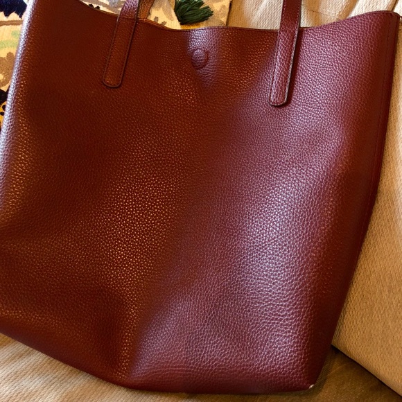 Oxblood Faux Leather Tote - Picture 2 of 6